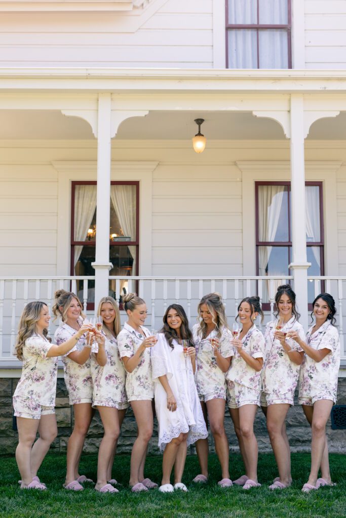 Bridesmaids in their pajamas by skims olympias valley estate in petaluma california, wedding photography by alyssa gayle photography based in san francisco california and traveling worldwide