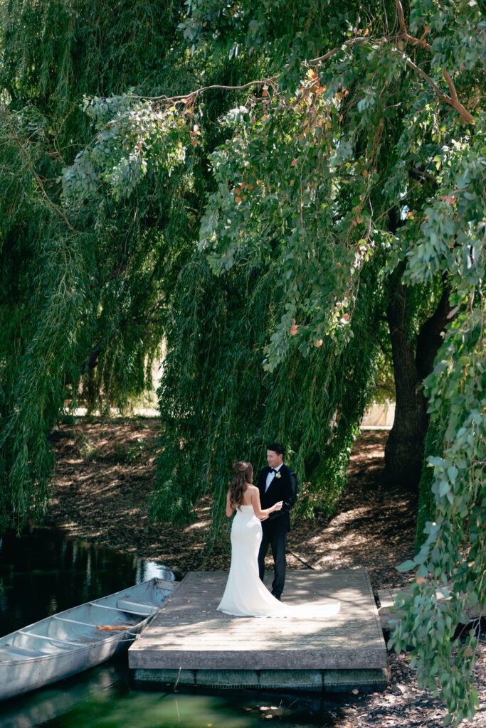 the notebook inspired wedding photo at a pond with a small baoat olympias valley estate in petaluma california, wedding photography by alyssa gayle photography based in san francisco california and traveling worldwide