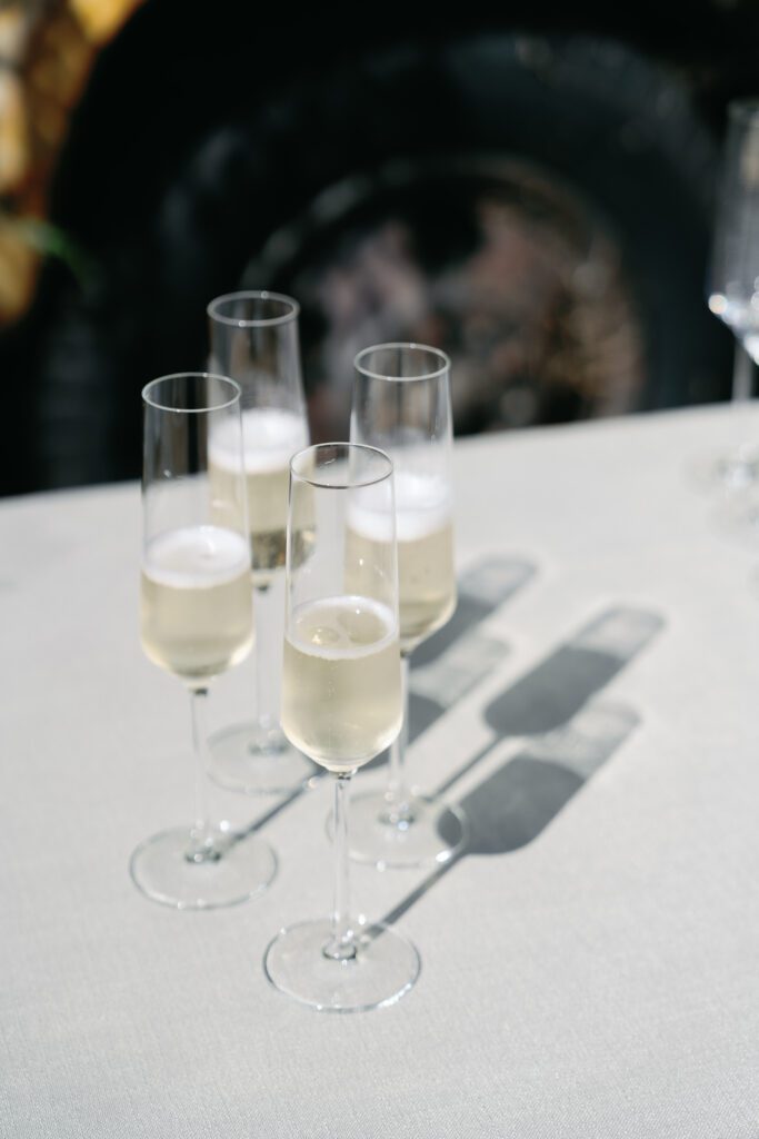 small details of hcampagne for guests upon arrival at ceremony olympias valley estate in petaluma california, wedding photography by alyssa gayle photography based in san francisco california and traveling worldwide